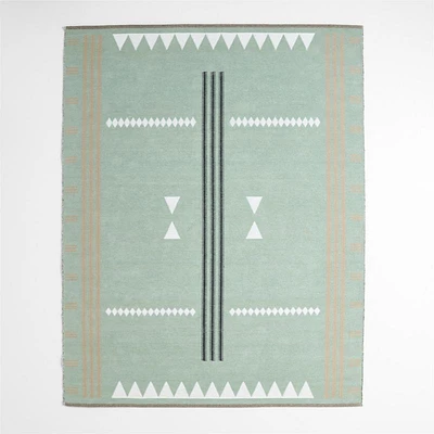 Mirror Pattern Green Chenille Kids Area Rug 8'x10'