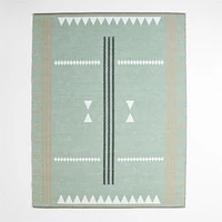 Mirror Pattern Green Chenille Kids Area Rug 8'x10'