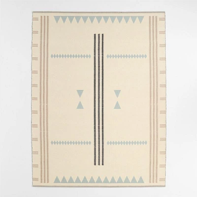 Mirror Pattern Mist Blue Chenille Kids Area Rug 5'x8'