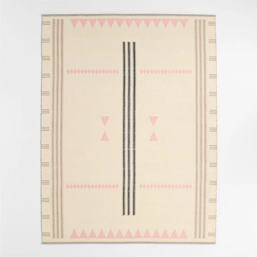 Mirror Pattern Elegant Pink Chenille Kids Area Rug 5'x8'