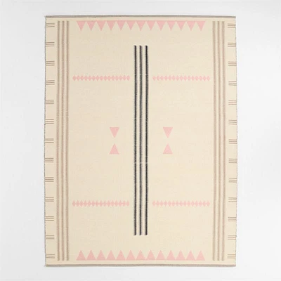 Mirror Pattern Elegant Pink Chenille Kids Area Rug 5'x8'