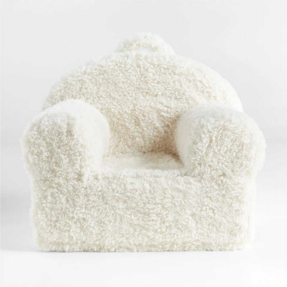 Large Cream Mongolian Faux Fur Kids Lounge Nod Chair Cover