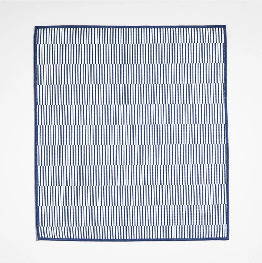 Modern Check Indigo Recycled Kitchen Towels, Set of 2