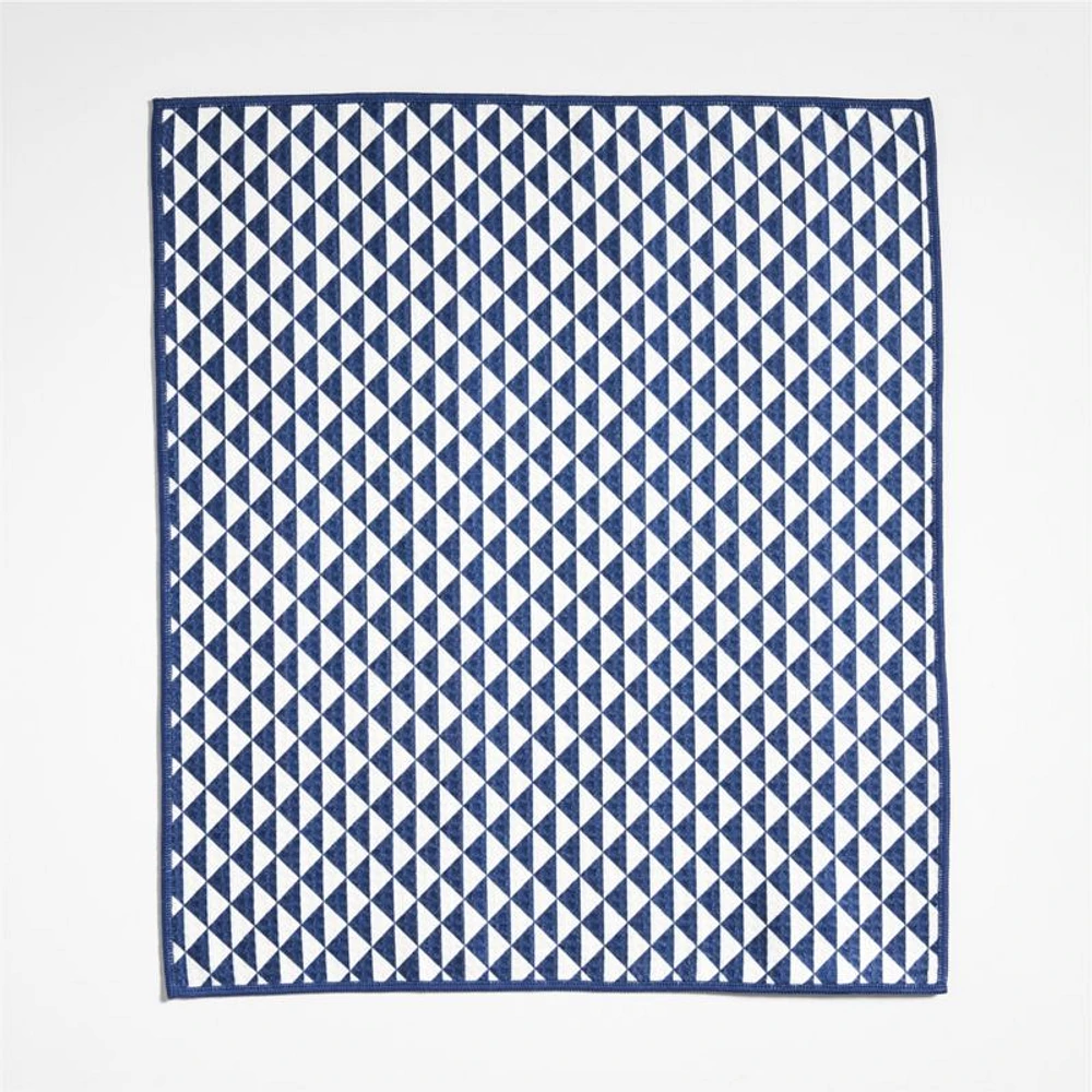 Modern Check Indigo Recycled Kitchen Towels, Set of 2