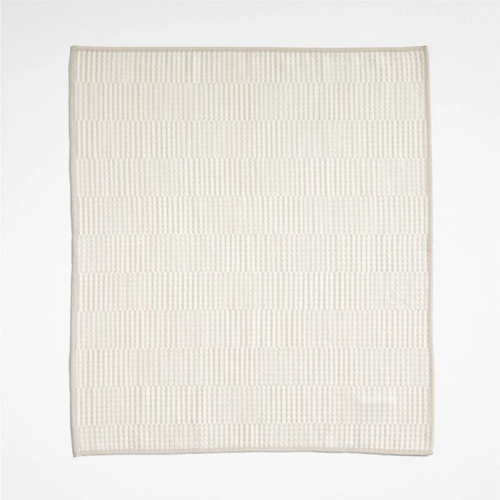 Modern Check Alabaster Beige Recycled Kitchen Towels, Set of 2