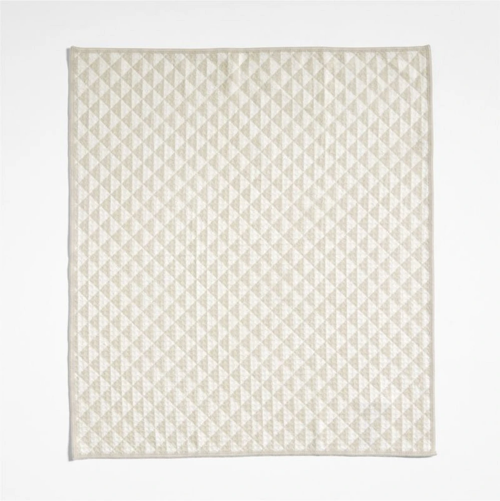 Modern Check Alabaster Beige Recycled Kitchen Towels, Set of 2