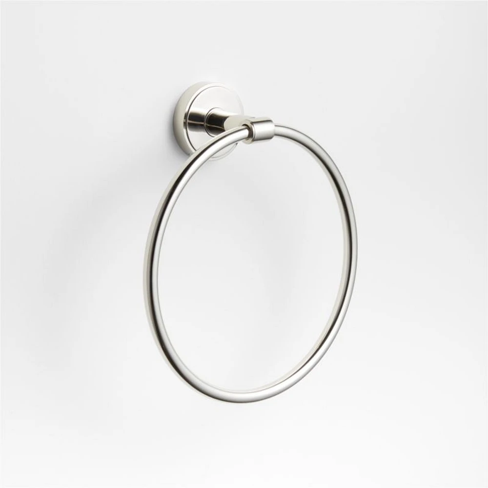 Modern Flat-End Polished Chrome Bathroom Hand Towel Ring