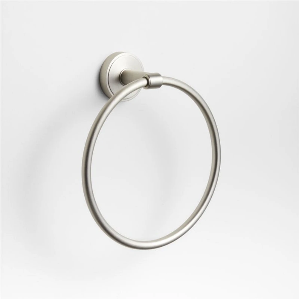 Modern Flat-End Brushed Nickel Bathroom Hand Towel Ring