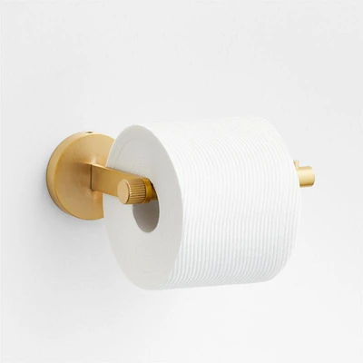 Modern Fluted Brushed Brass Wall-Mounted Toilet Paper Holder