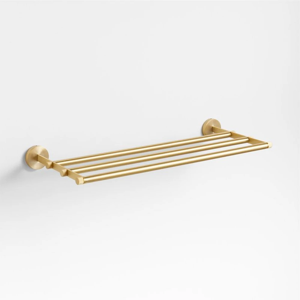 Modern Fluted Brushed Brass Wall-Mounted Bathroom Towel Rack