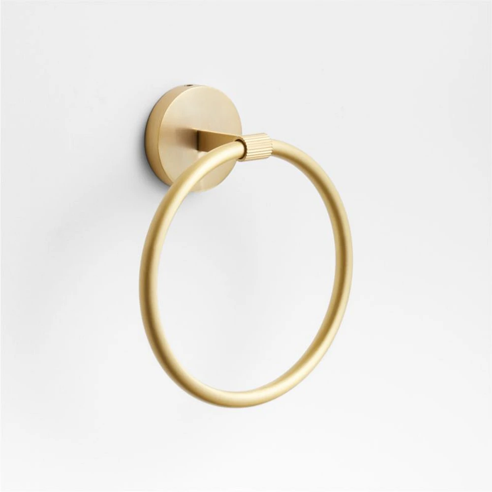 Modern Fluted Brushed Brass Bathroom Hand Towel Ring