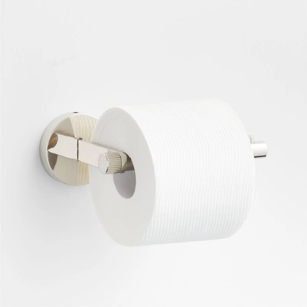 Modern Fluted Polished Chrome Wall-Mounted Toilet Paper Holder