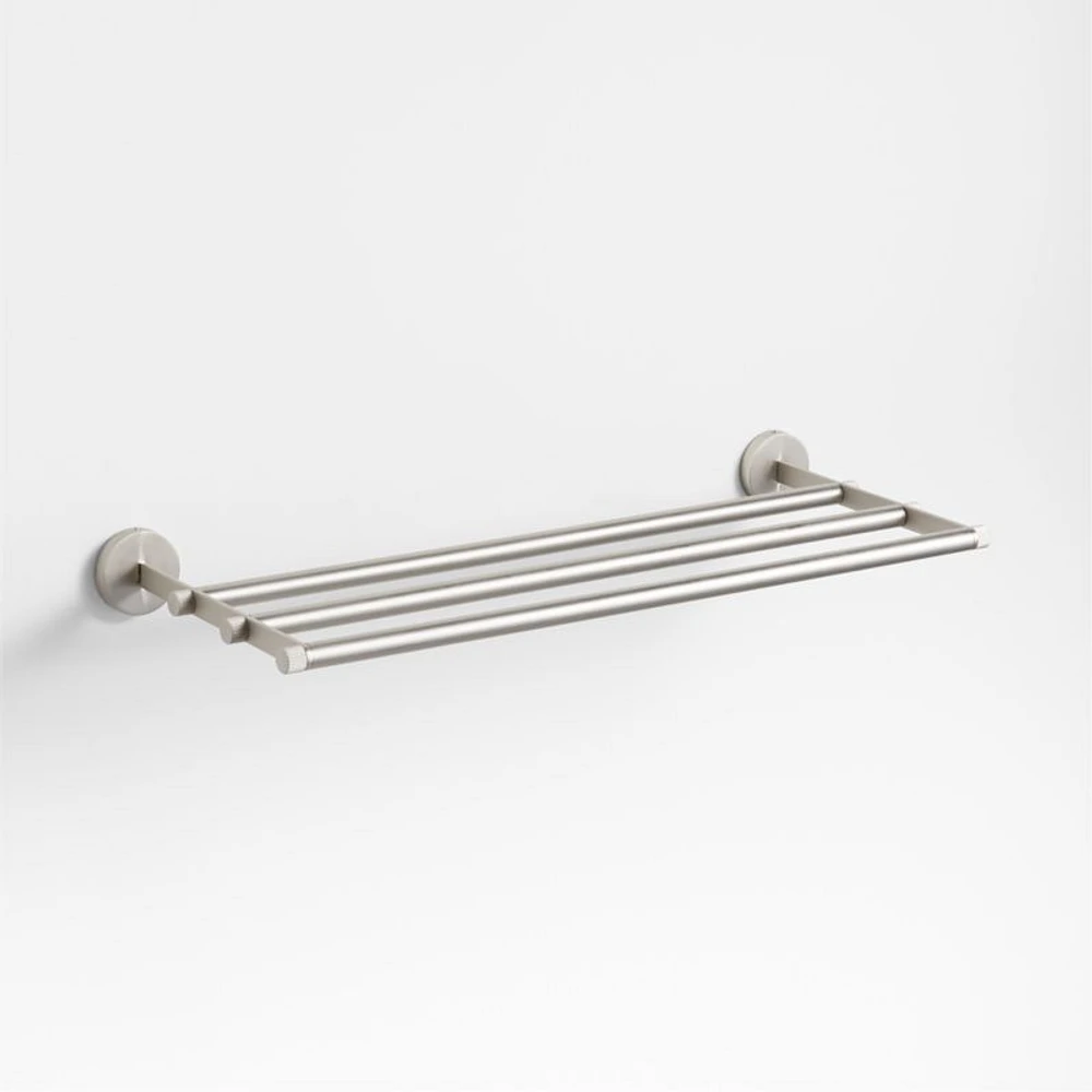 Modern Fluted Brushed Nickel Wall-Mounted Bathroom Towel Rack