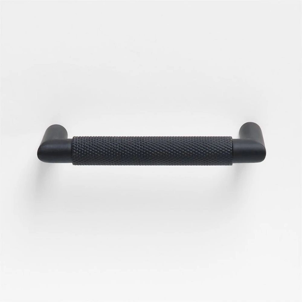 Modern Knurled 4" Matte Black Cabinet Pull