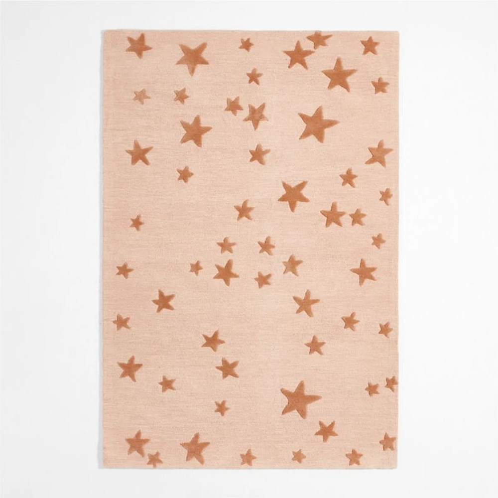 Modern Star Wool Elegant Pink Kids Area Rug 5'x8'