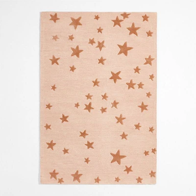 Modern Star Wool Elegant Pink Kids Area Rug 5'x8'