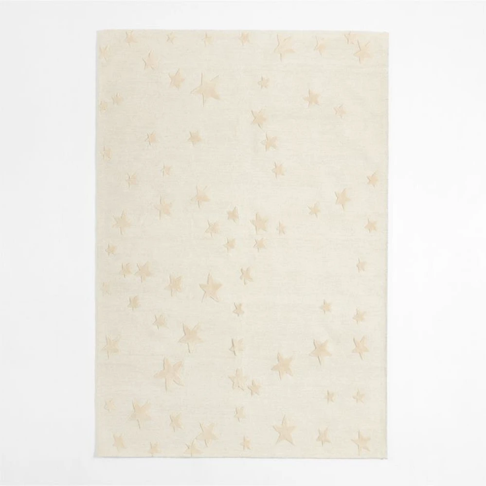 Modern Star Wool Pampas Ivory Kids Area Rug 5'x8'