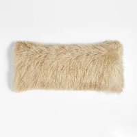 Rye Brown Mongolian Sheepskin 36x16 Throw Pillow Cover