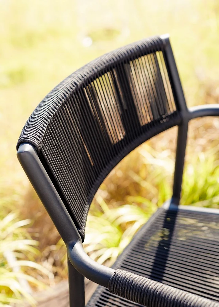 Morocco Graphite Stackable Outdoor Dining Chair with Arms