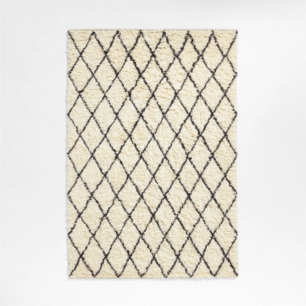 Moroccan Arlequin Diamond Wool Charcoal Kids Area Rug 5'x8'