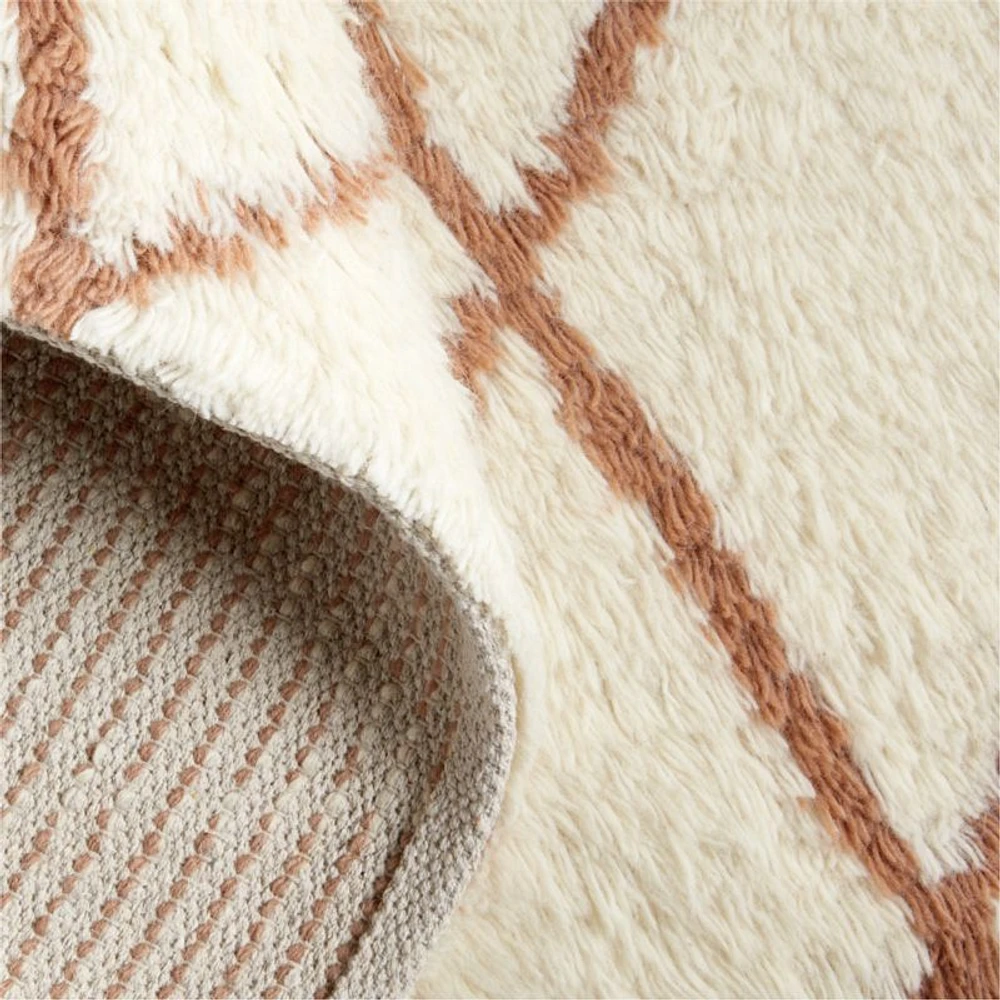 Moroccan Arlequin Diamond Wool Pink Kids Area Rug 5x8