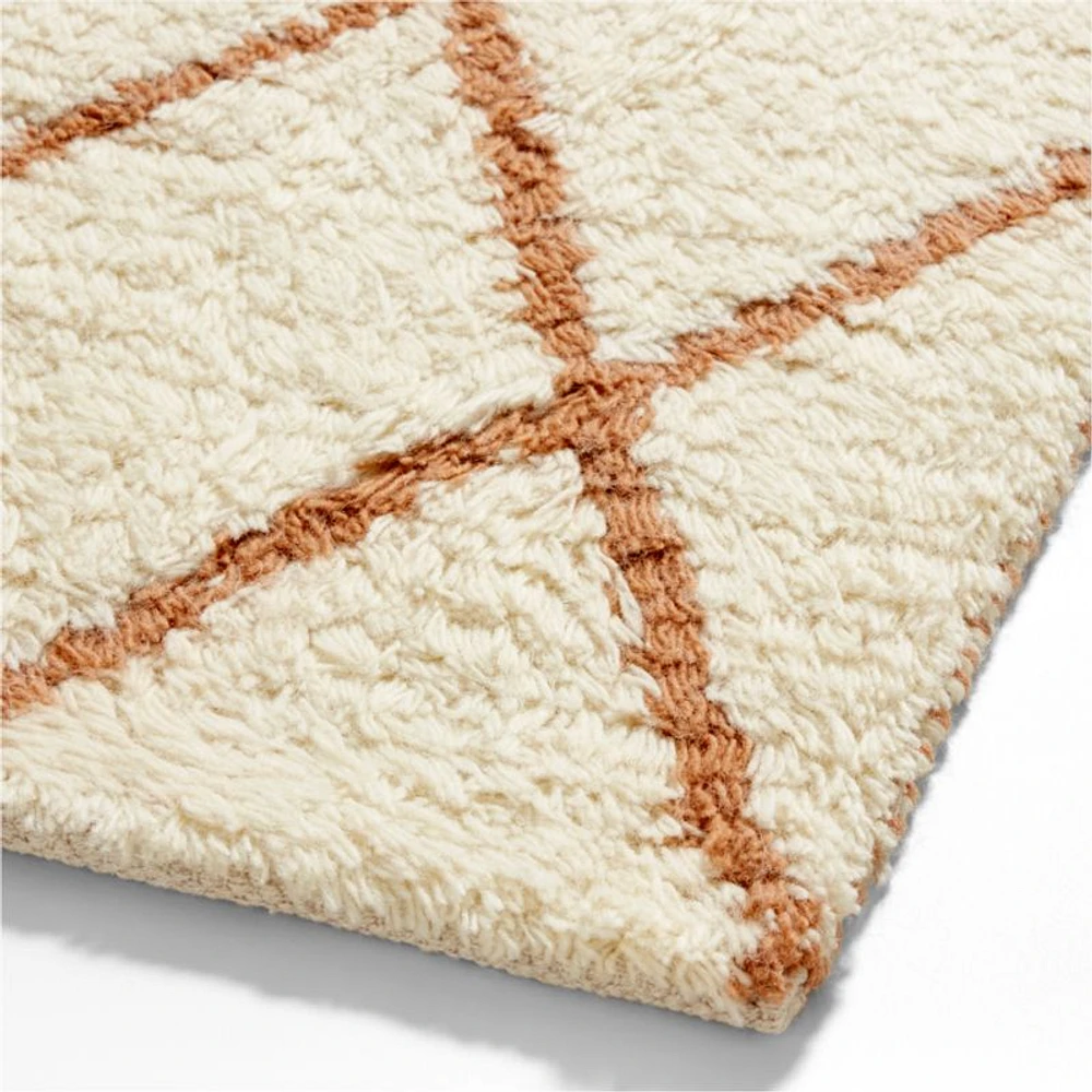 Moroccan Arlequin Diamond Wool Pink Kids Area Rug 5x8