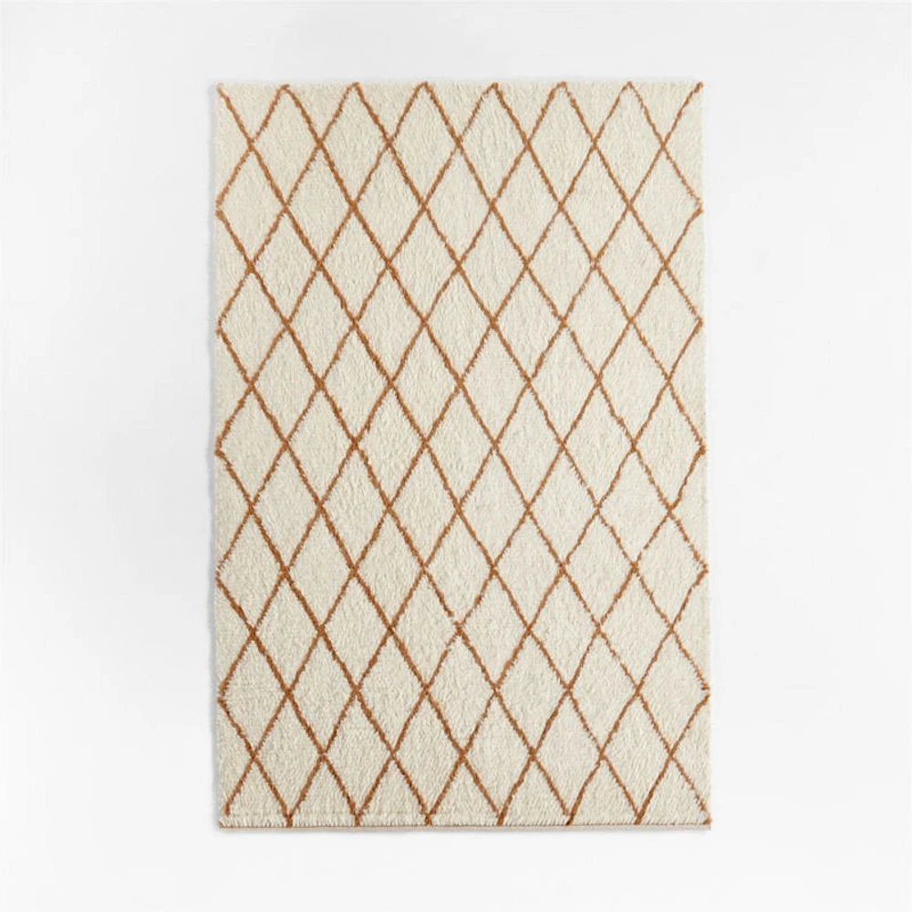 Moroccan Arlequin Diamond Wool Pink Kids Area Rug 5x8