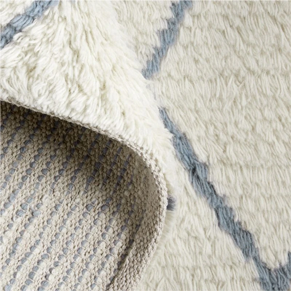 Moroccan Arlequin Diamond Wool Smoke Blue Kids Area Rug 5'x8'