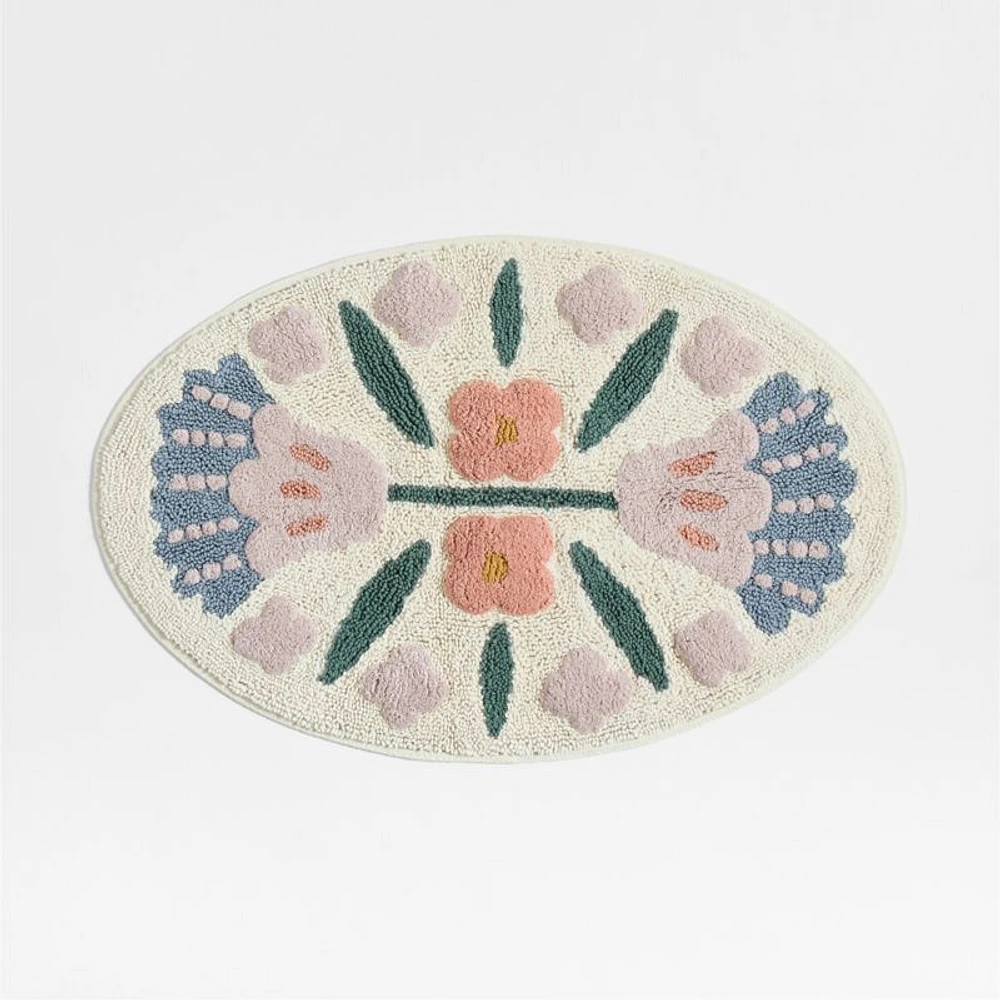 Marrakech Floral Border Cotton Kids Bath Mat