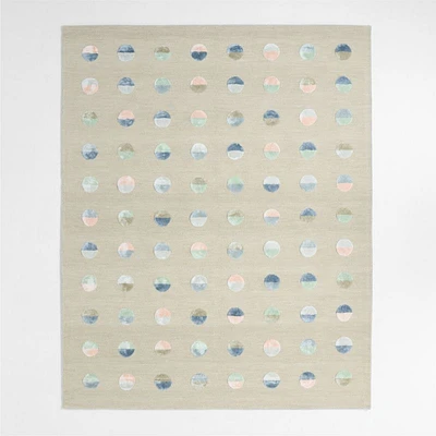 Multi Dot Cool Colorway Wool and Viscose Kids Area Rug 5'x8'