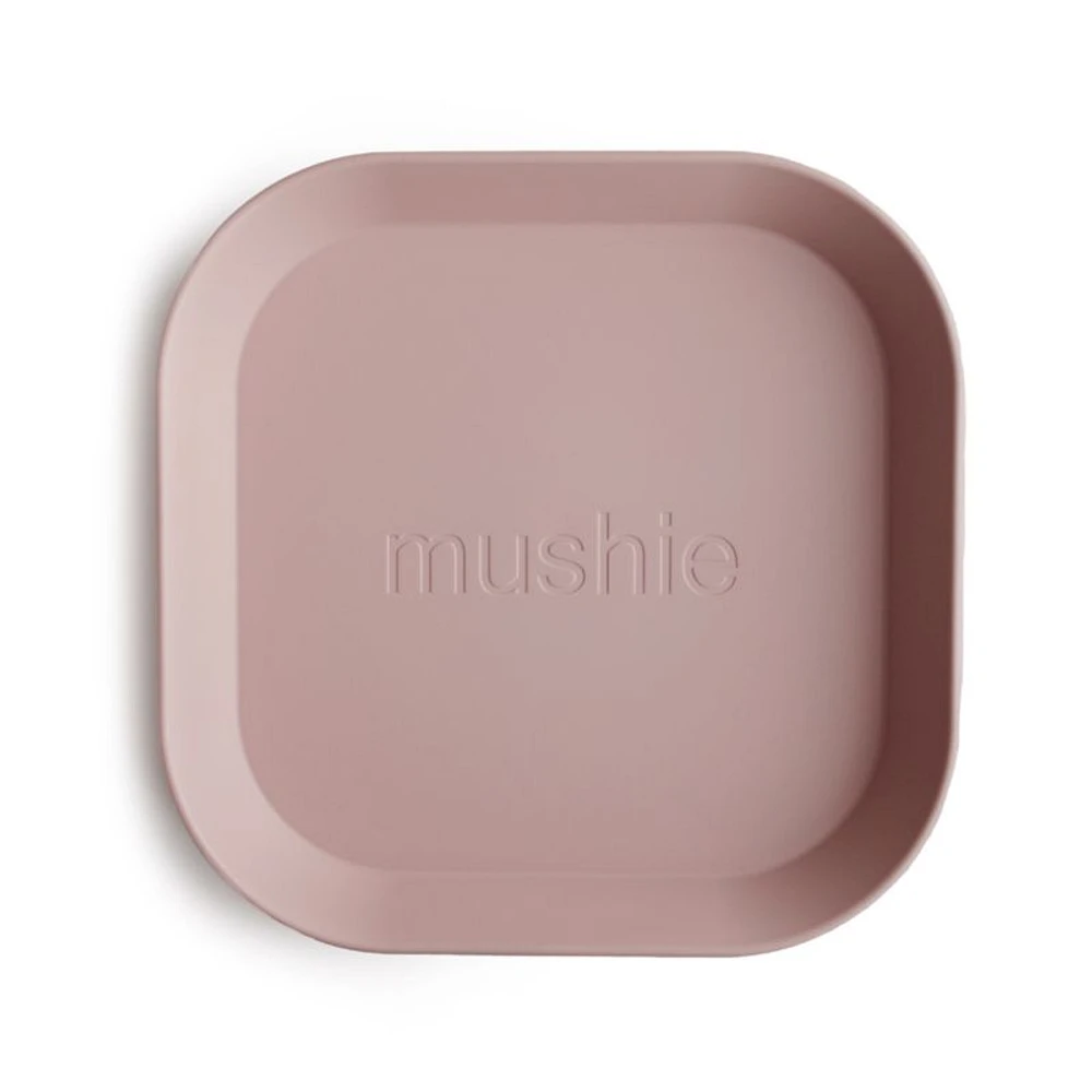 Mushie 2-Pack Blush Square Plastic Dinner Plates