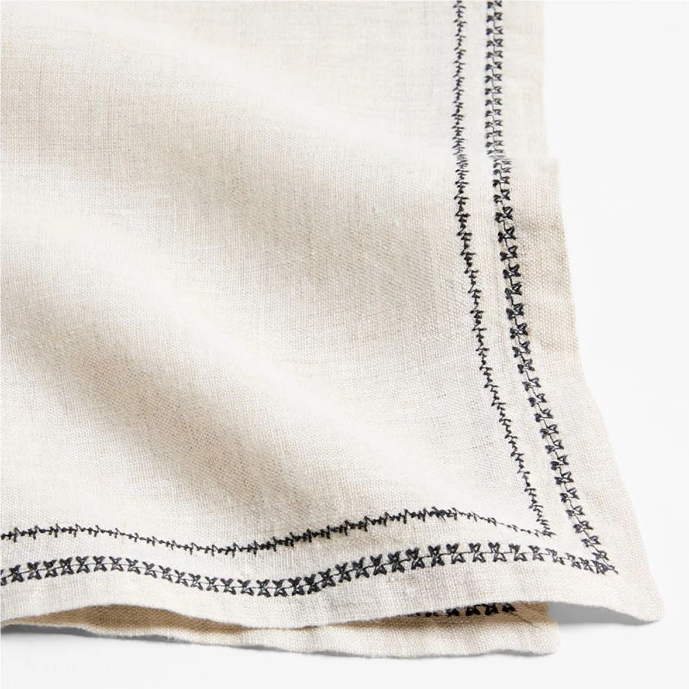 Natural Embroidered Hem EUROPEAN FLAX ™-Certified Napkin