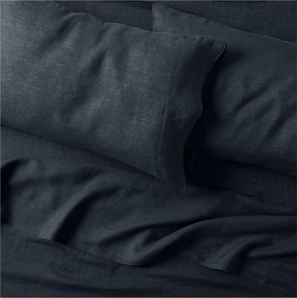 Aire Natural Hemp Midnight Navy Blue Twin/Twin XL Bed Sheet Set