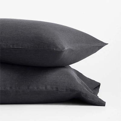 Aire Natural Hemp Midnight Navy Standard Pillowcases, Set of 2