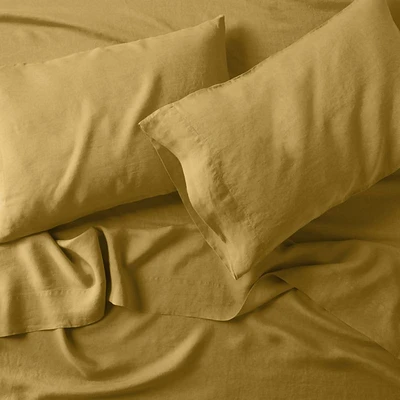 Aire Natural Hemp Savannah Yellow Full Bed Sheet Set