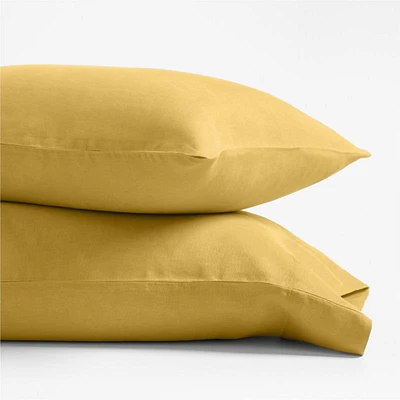 Aire Natural Hemp Savannah Yellow Standard Pillowcases, Set of 2