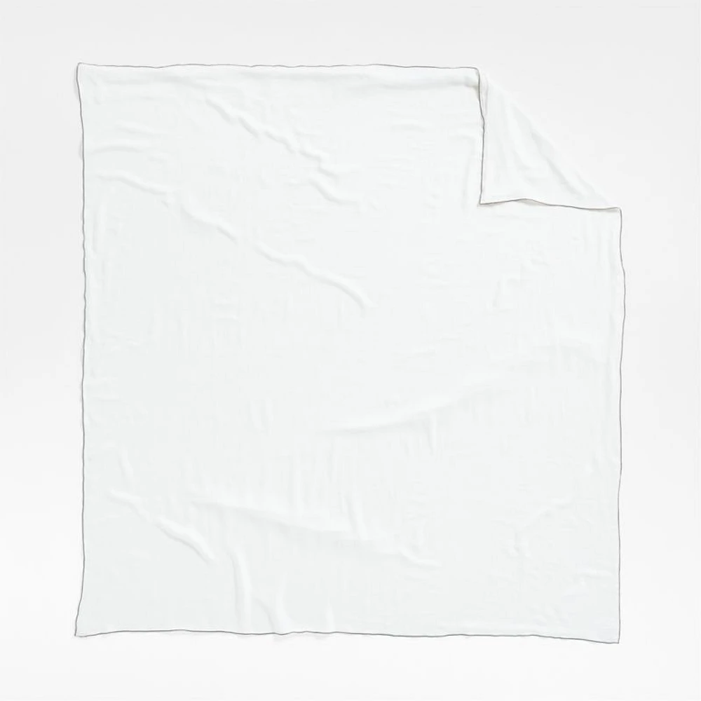 Aire Natural Hemp Merrow Stitch Crisp White Twin/Twin XL Duvet Cover