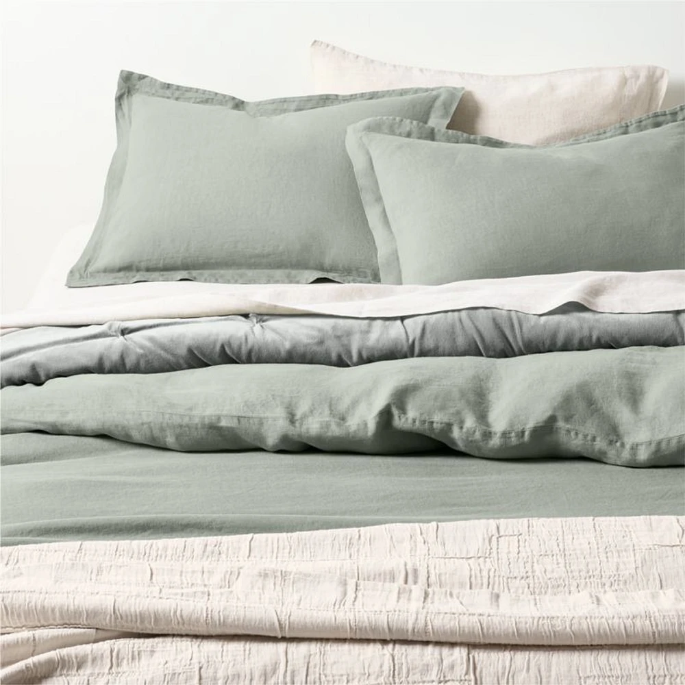 Aire Natural Hemp Shadow Sage Green King Duvet Cover