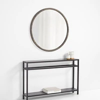 Natia Ebonized Oak Round Wall Mirror 36"
