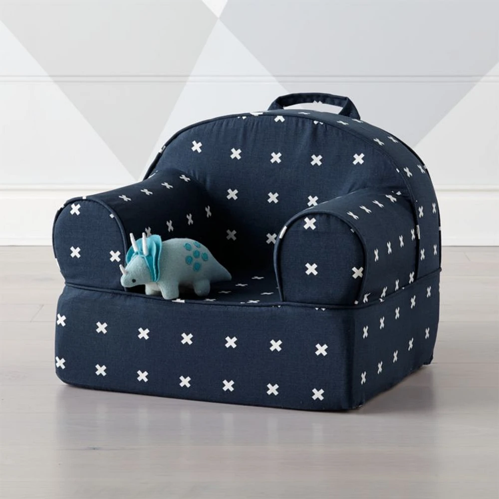 Small X-Print Navy Nod Chair
