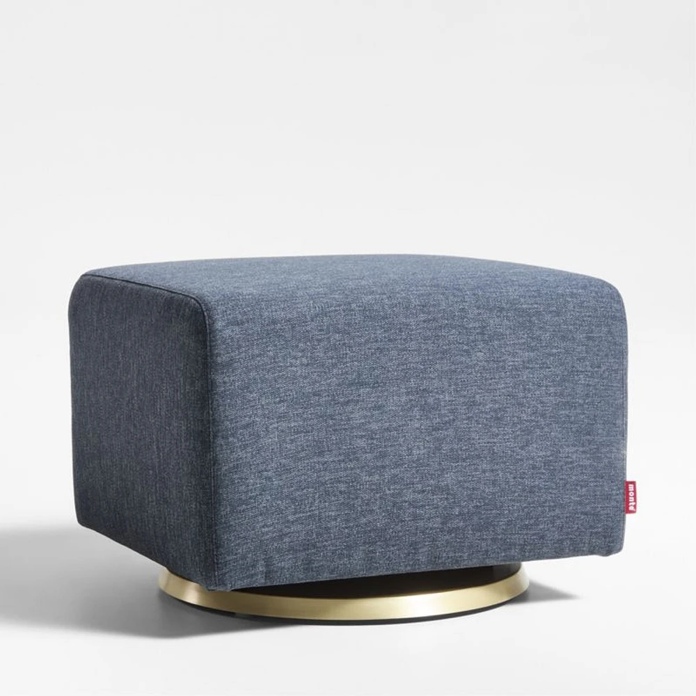 Nessa Navy Blue Nursery Gliding Ottoman with Gold Base