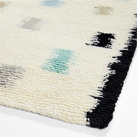 Neutral Scattered Checks Washable Wool Shag Kids Rug 4x6