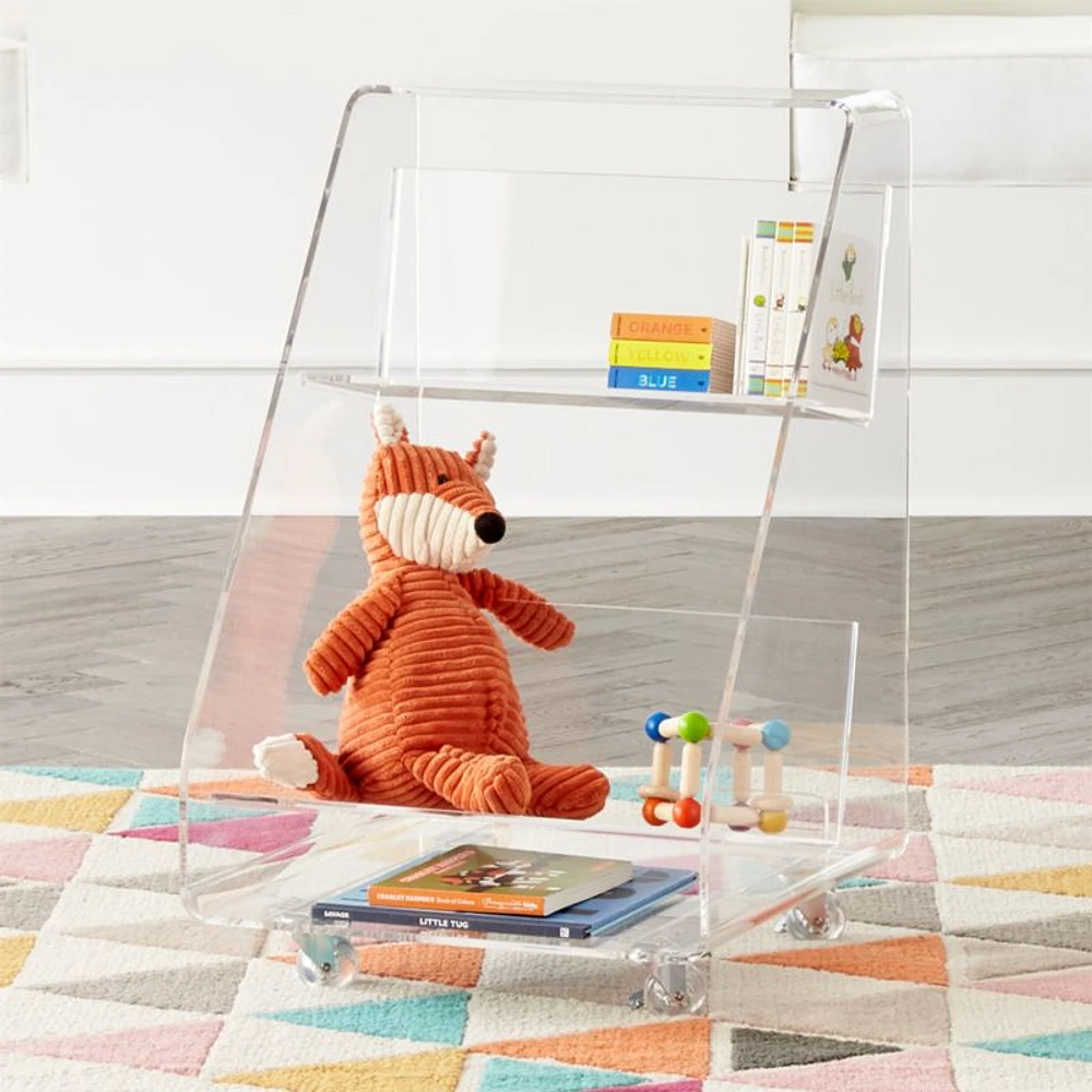Acrylic Rolling Book Cart