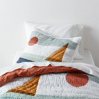 Ocean Dreams Embroidered Hand-Quilted Organic Cotton Kids Twin Quilt