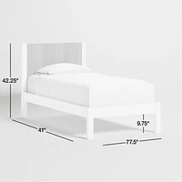 Opie Kids Twin Two-Tone Wood and Linen White Bed