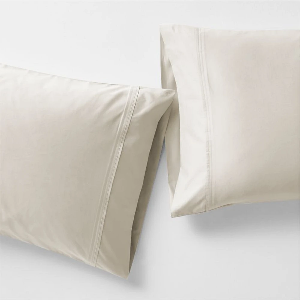Favorite Organic Cotton Sateen Ivory Standard Pillowcases, Set of 2