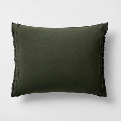 Favorite Washed Organic Cotton Ficus Green Eyelash Standard Bed Pillow Sham