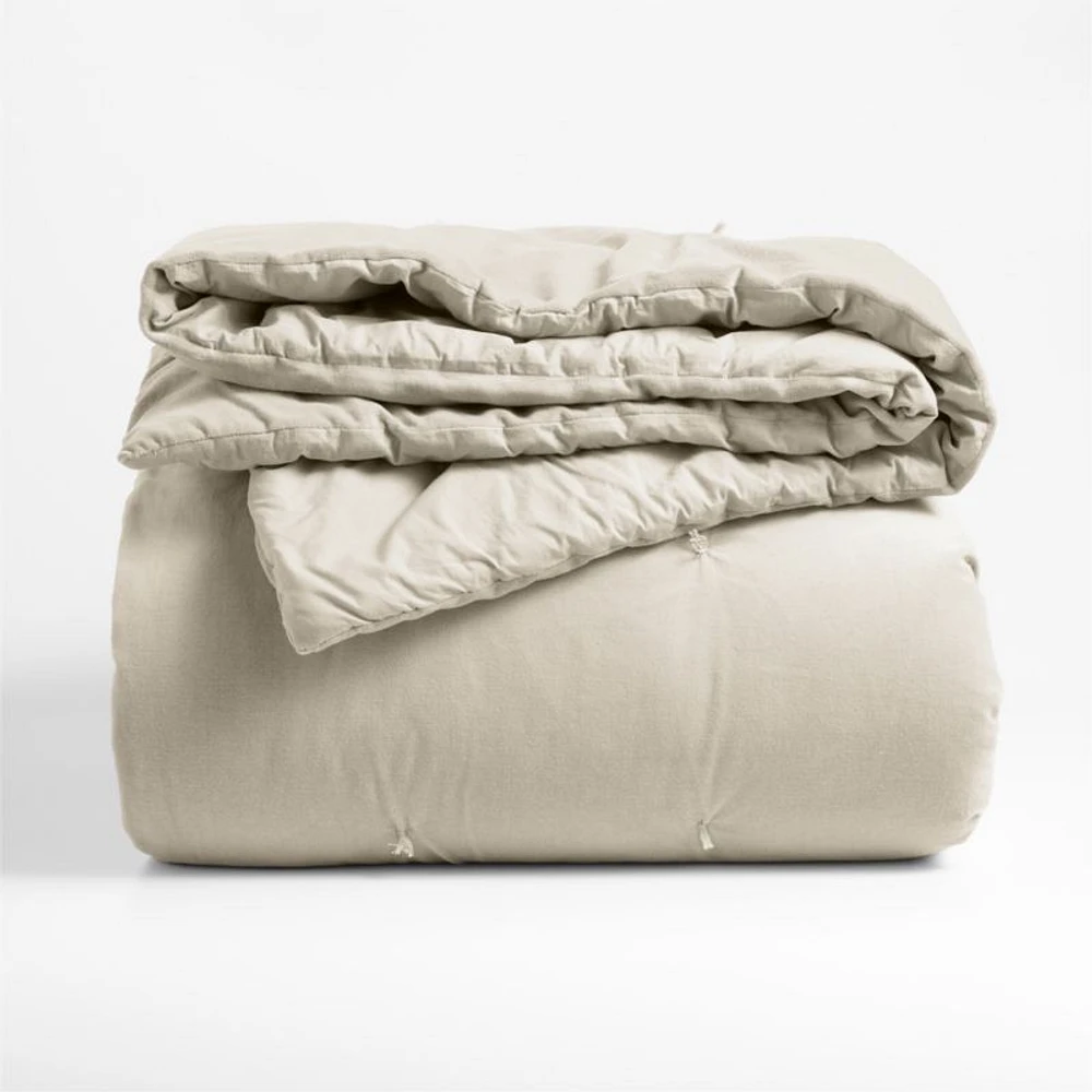 Organic Cotton Linen Velvet Sand Beige Full/Queen Quilt
