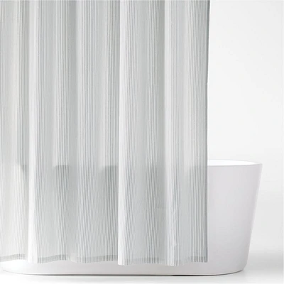 Organic Cotton Mist Blue Classic Stripe Shower Curtain