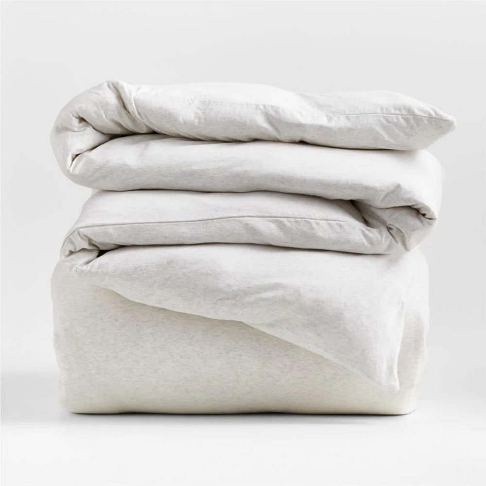 Cozysoft Organic Cotton Jersey Heathered Ivory Twin/Twin XL Duvet Cover